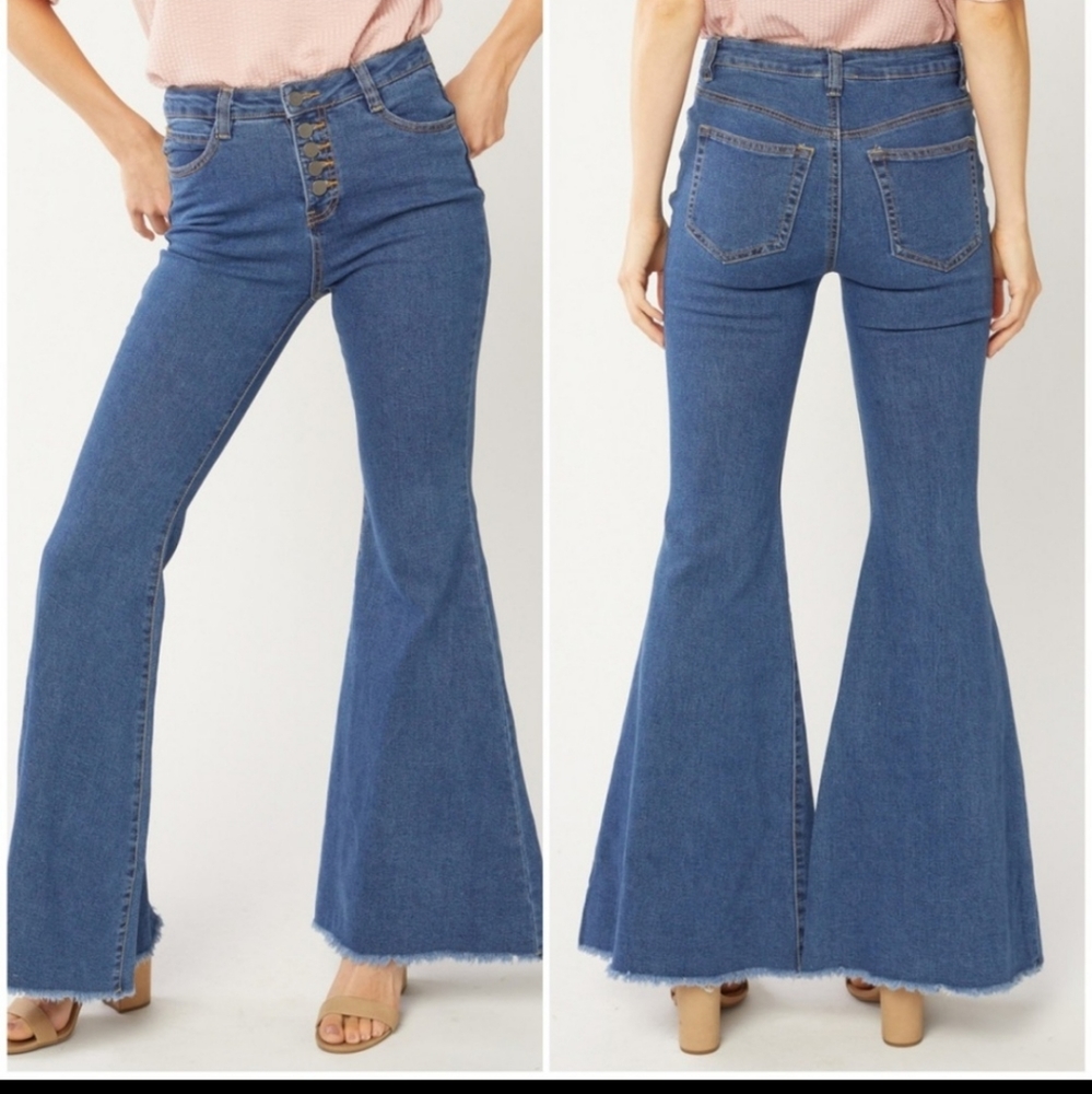 High Waist Bell Bottom Flare Denim Jeans